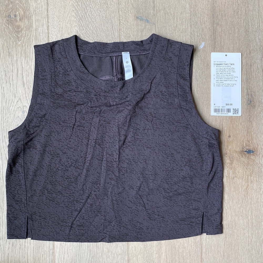 EUC Cropped train tank black granite size 4 lululemon